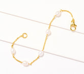 Honora Sterling Silver Goldclad Oval Cultured Pearl & Forzatina Chain Bracelet Avg